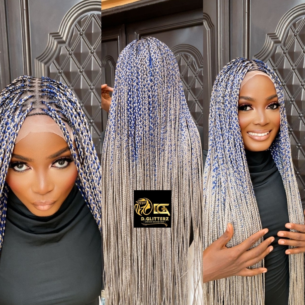 MICRO BOX BRAIDS BRAIDED WIG ON 7*7 LACE CLOSURE 42--47"